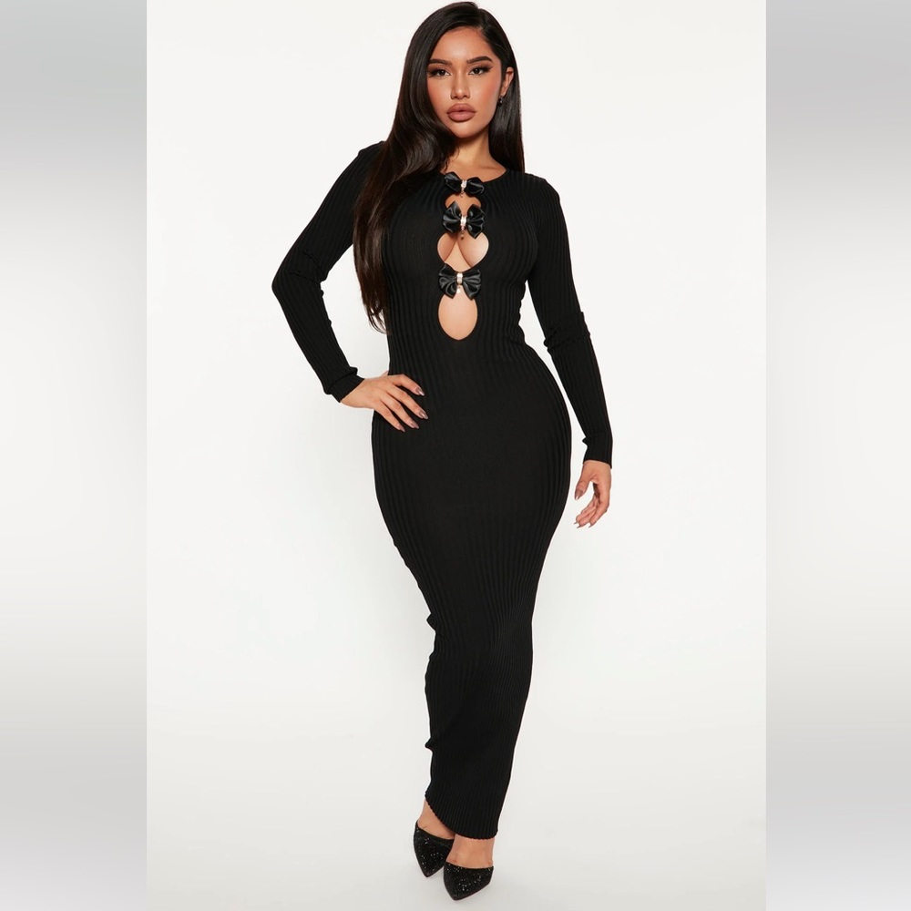 Black Fashion Nova Sexy Cut Out, Midaxi Dress